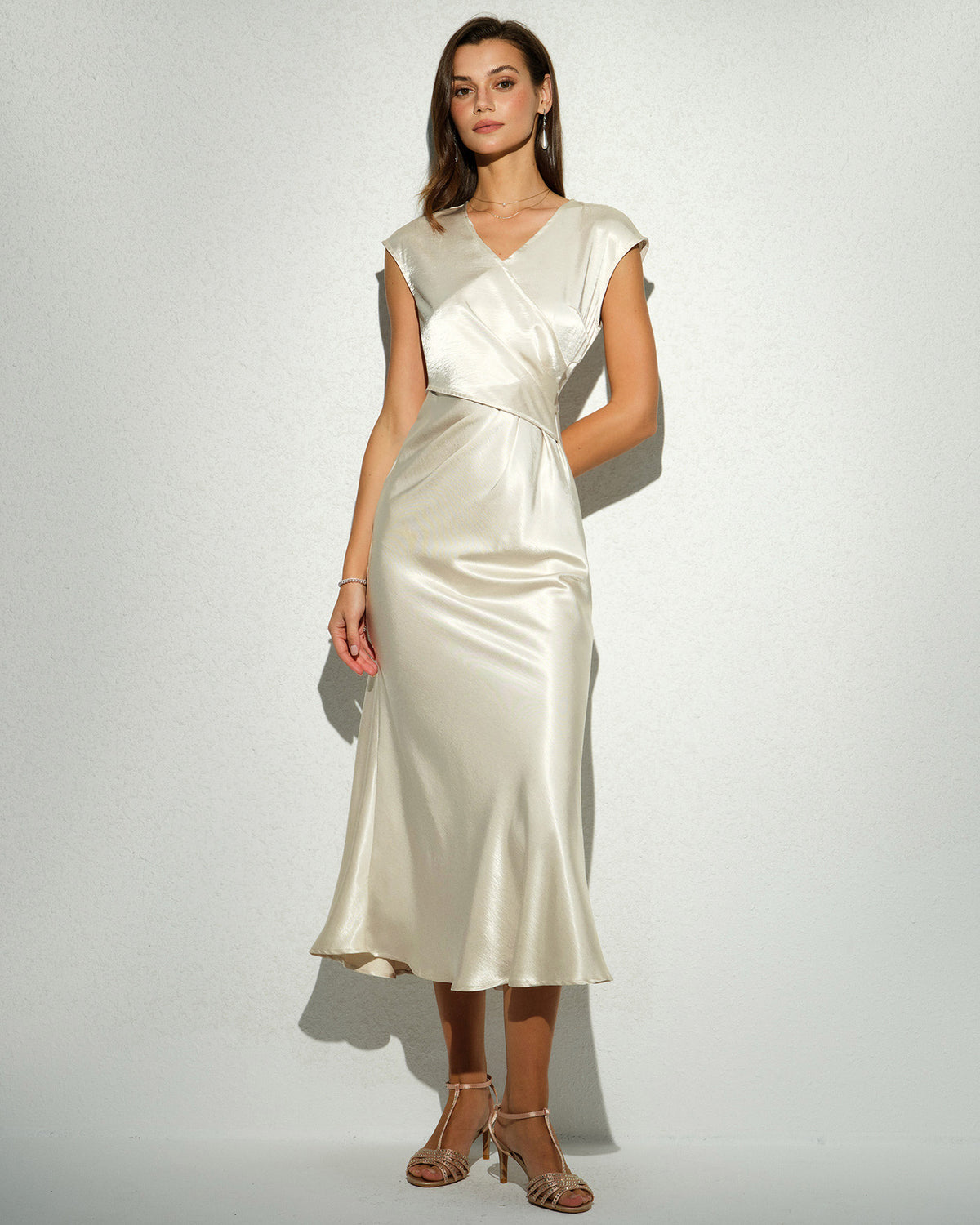 Women's Woven Polyester Midi Dress Dresses - RIHOAS