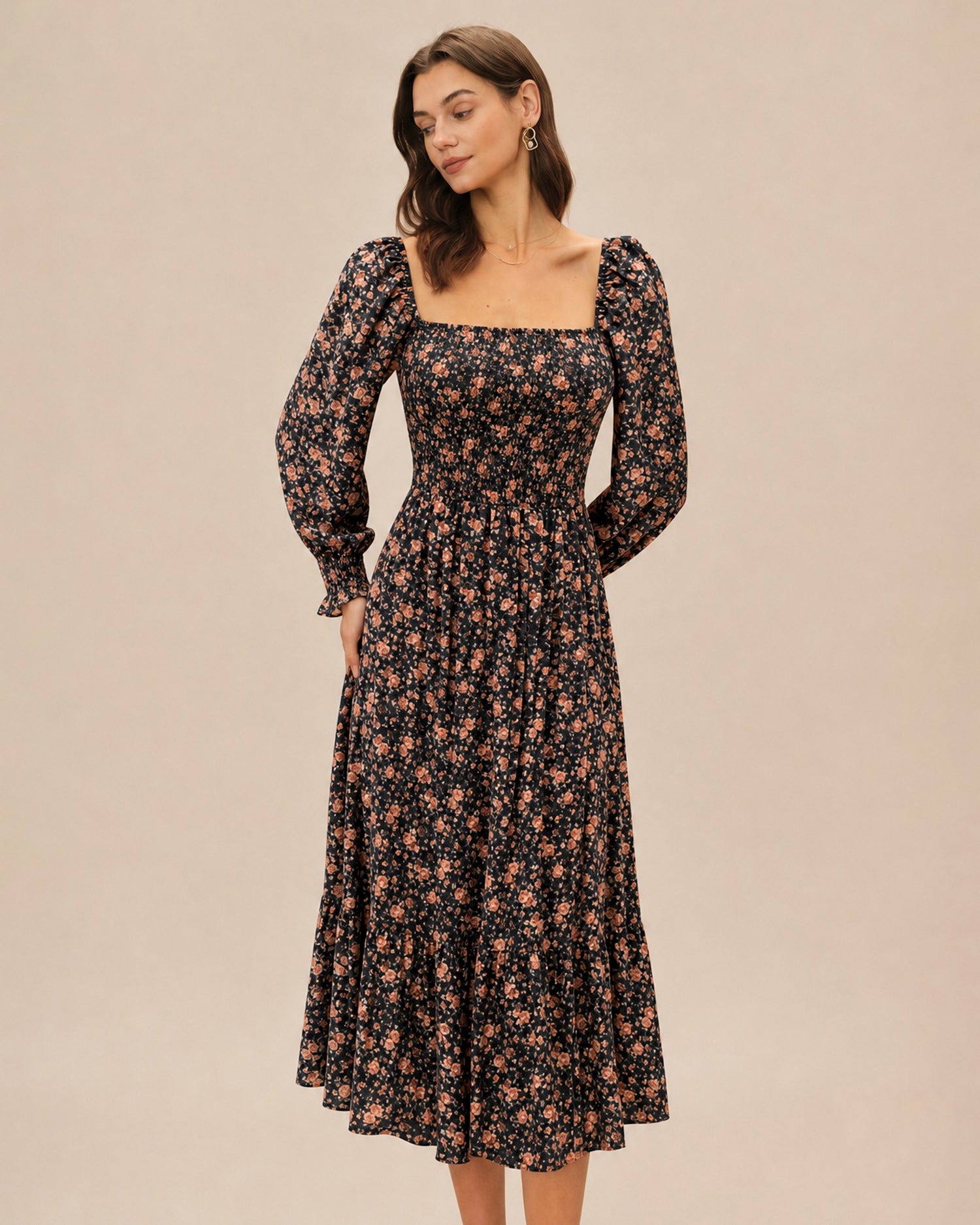 Women’s Woven Polyester Midi Dress - RIHOAS - 01