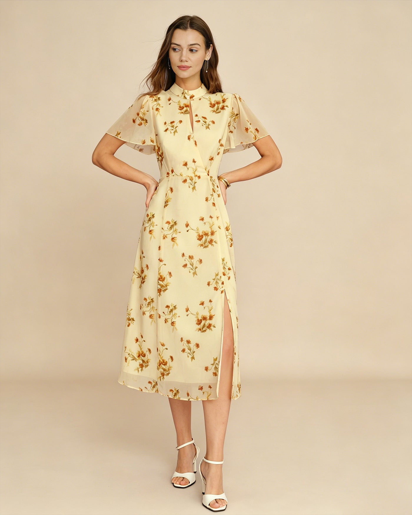 Women's  Woven Polyester Midi Dress Dresses - RIHOAS