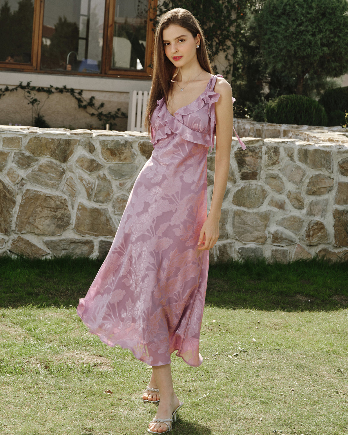 Women's Woven Polyester Midi Dress Dresses - RIHOAS