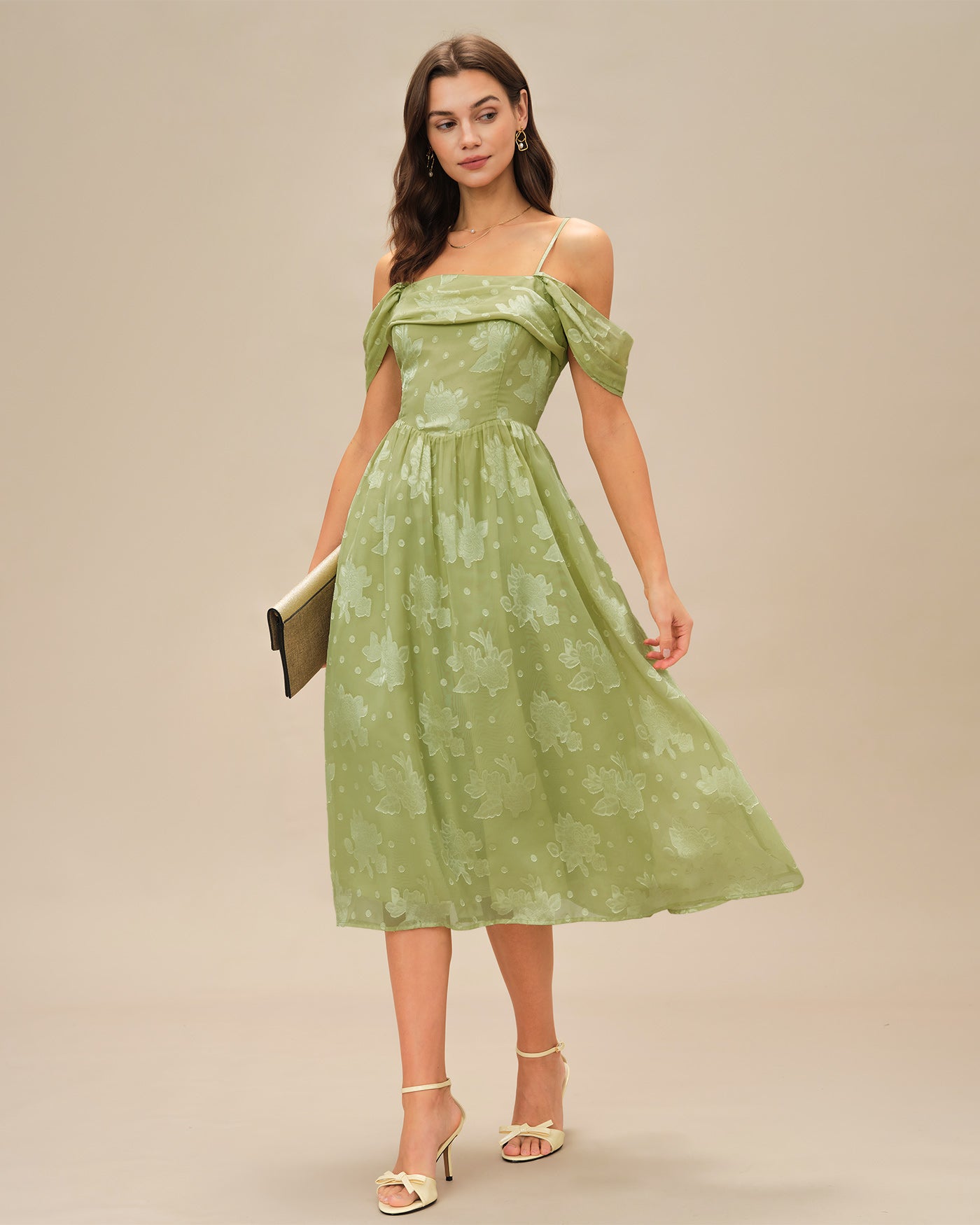 Green Floral Sleeveless Midi Dress & Reviews - Green - Dresses | RIHOAS