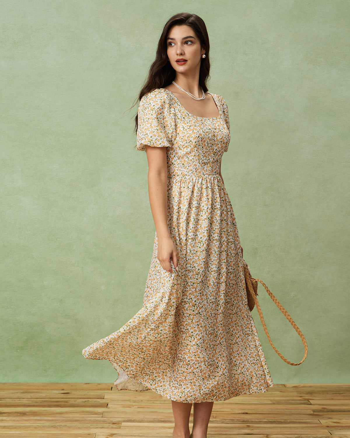 Women's Woven Polyester Midi Dress Dresses - RIHOAS