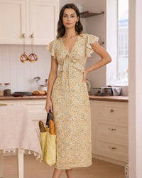 Women's Woven Polyester Midi Dress Dresses - RIHOAS