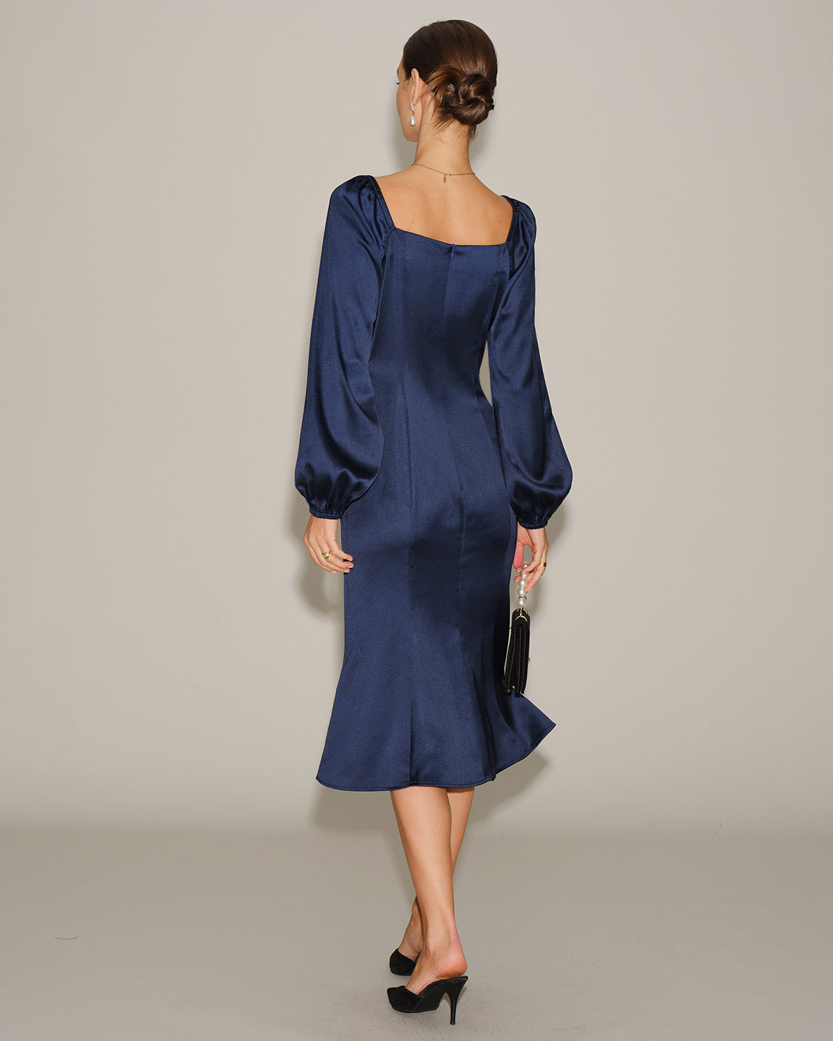 Navy Satin Midi Dress Rihoas Navy Blue Satin Midi Dress Long Sleeve Corset Lace Up for Navy Satin Midi Dress Rihoas Navy Blue Satin Midi Dress Long Sleeve Corset Lace Up for