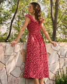 Women's Woven Polyester Midi Dress Dresses - RIHOAS