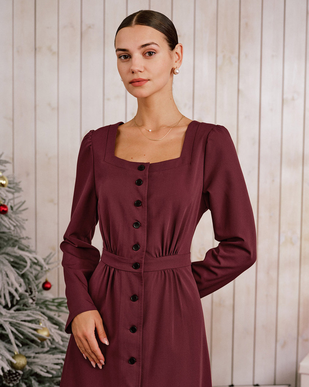 Women's Woven Polyester Midi Dress Dresses - RIHOAS