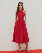 Women's Woven Polyester Midi Dress Dresses - RIHOAS