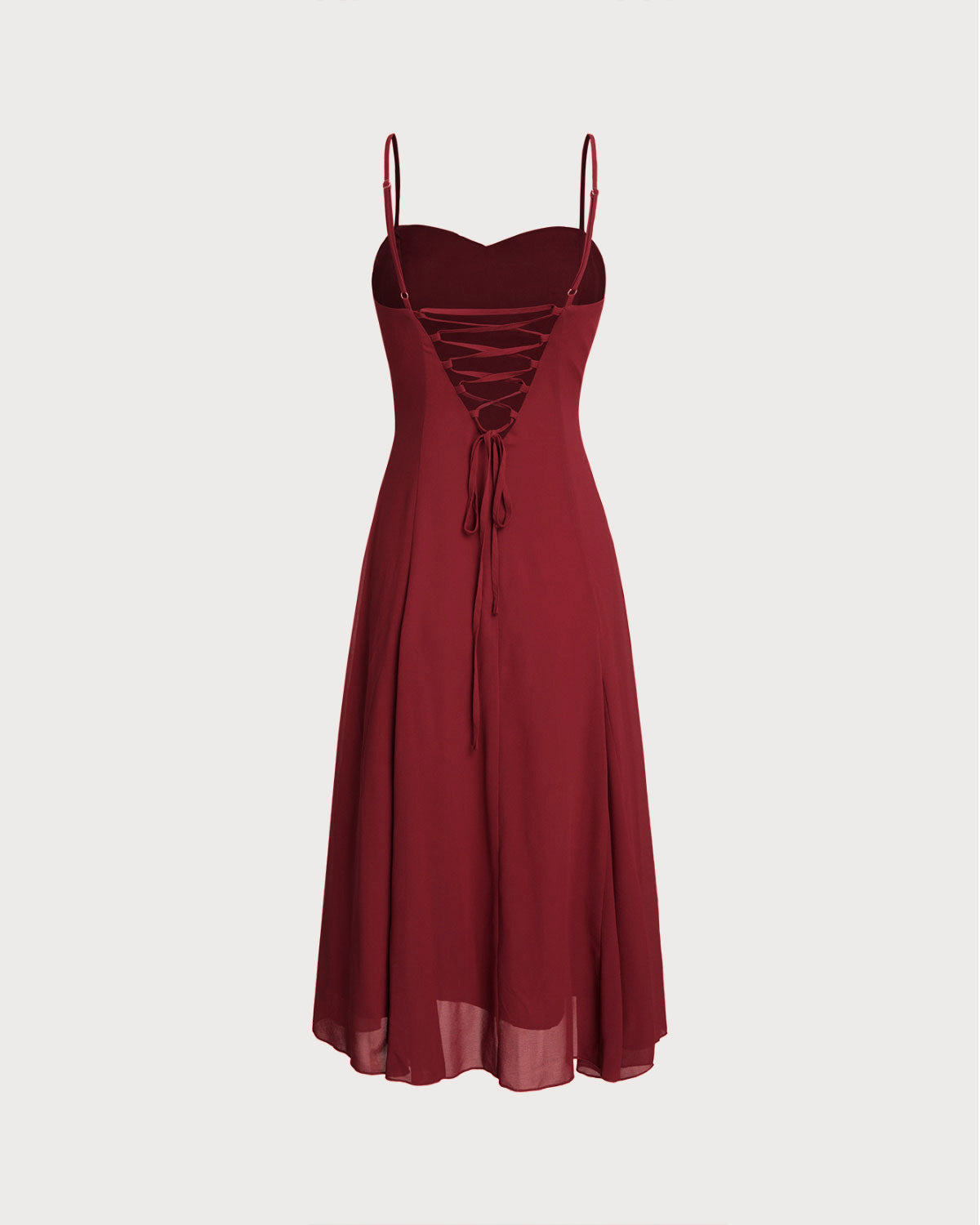 Rihoas Chiffon Midi Dress Sweetheart Neck Spaghetti Strap for Valentine's Date, Wedding Guest, Red / XL Rihoas Chiffon Midi Dress Sweetheart Neck Spaghetti Strap for Valentine's Date, Wedding Guest, Red / XL