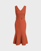 Women's Woven Polyester Midi Dress Dresses - RIHOAS
