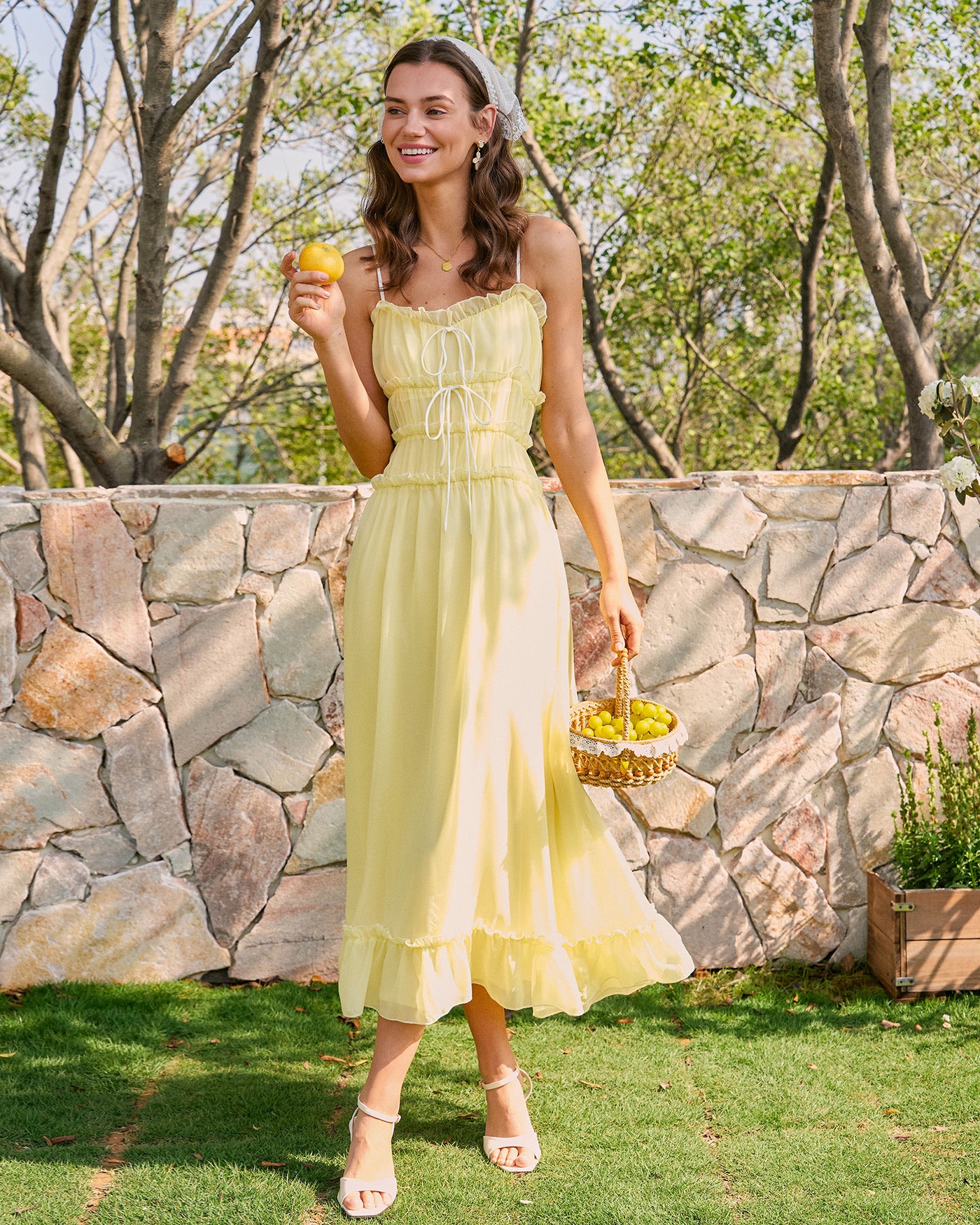 Yellow Sweetheart Neck Ruffle Midi Dress & Reviews - Yellow - Dresses Yellow Sweetheart Neck Ruffle Midi Dress & Reviews - Yellow - Dresses