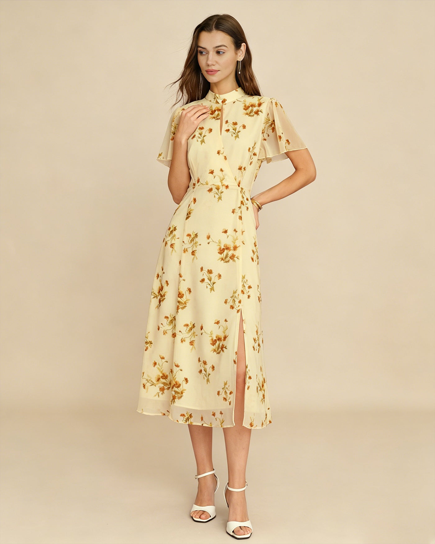 Women's  Woven Polyester Midi Dress Dresses - RIHOAS