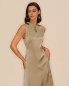 Women's Woven Polyester Midi Dress Dresses - RIHOAS