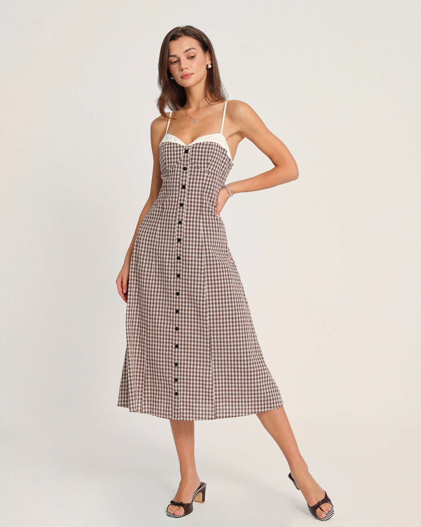 Women's Woven Polyester Midi Dress Dresses - RIHOAS
