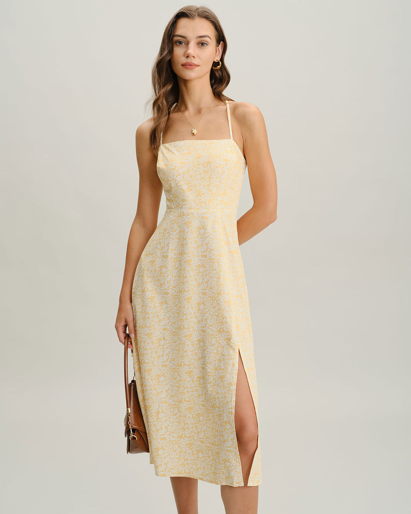 Women's Woven Polyester Midi Dress Dresses - RIHOAS