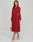 Women's Woven Polyester Midi Dress Dresses - RIHOAS