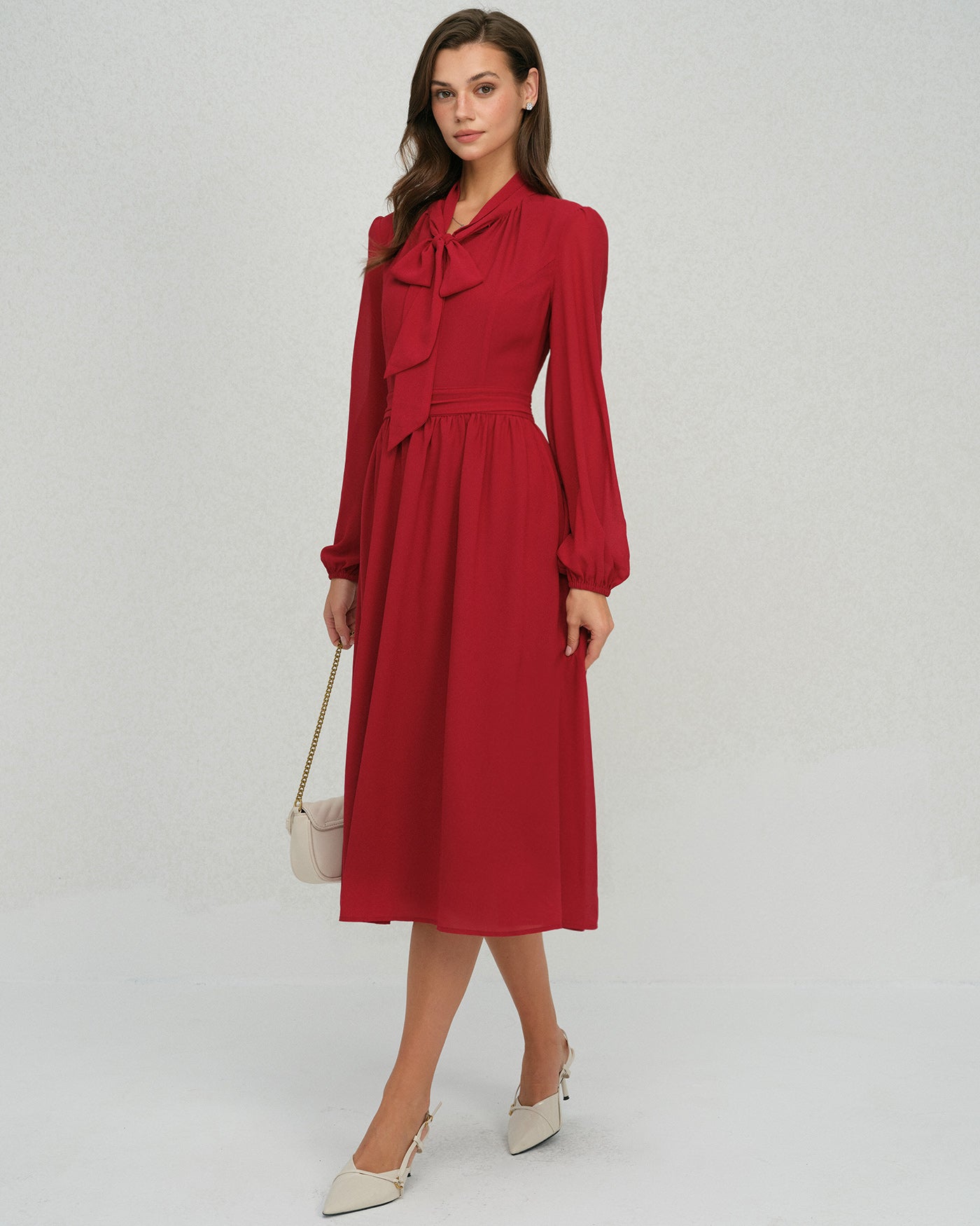 Women's Woven Polyester Midi Dress Dresses - RIHOAS