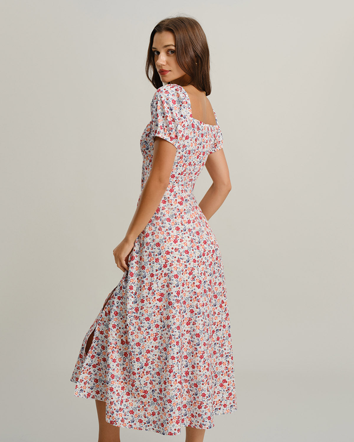 Women's Woven Polyester Midi Dress Dresses - RIHOAS