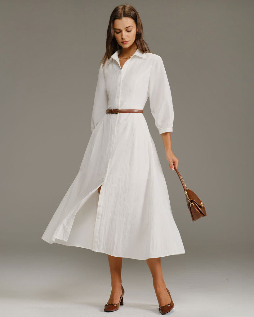 Women's Woven Polyester Midi Dress Dresses - RIHOAS