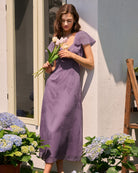 Women's Woven Polyester Midi Dress - RIHOAS