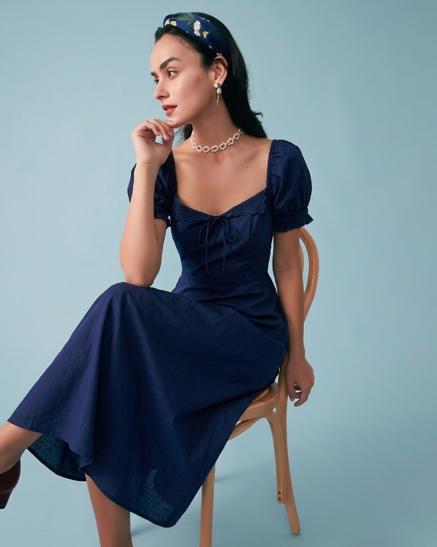 Women's Woven Polyester Midi Dress Dresses - RIHOAS