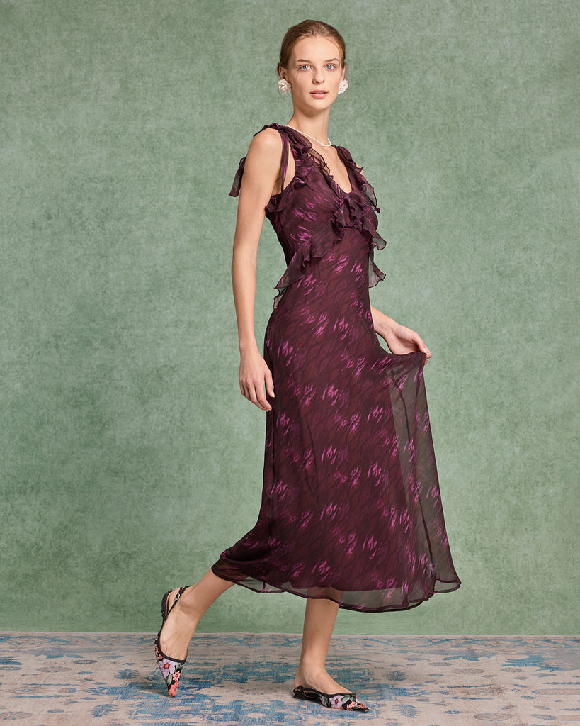 Women's Woven Polyester Midi Dress Dresses - RIHOAS