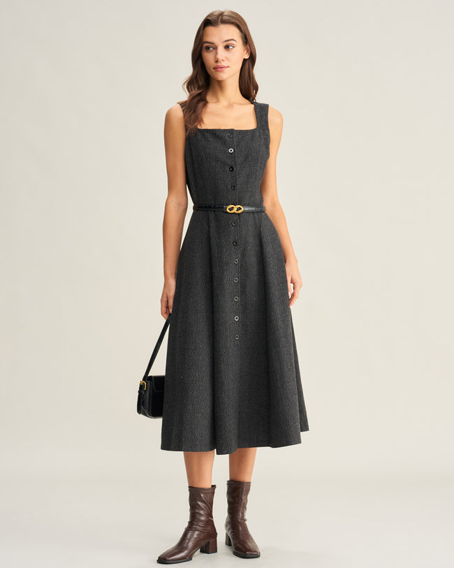 Women's Woven Polyester Midi Dress Dresses - RIHOAS