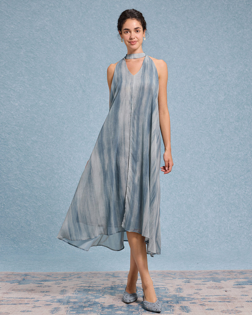 Women's Woven Polyester Midi Dress Dresses - RIHOAS