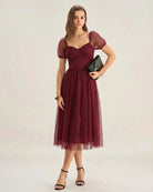 Women's Woven Polyester Midi Dress Dresses - RIHOAS