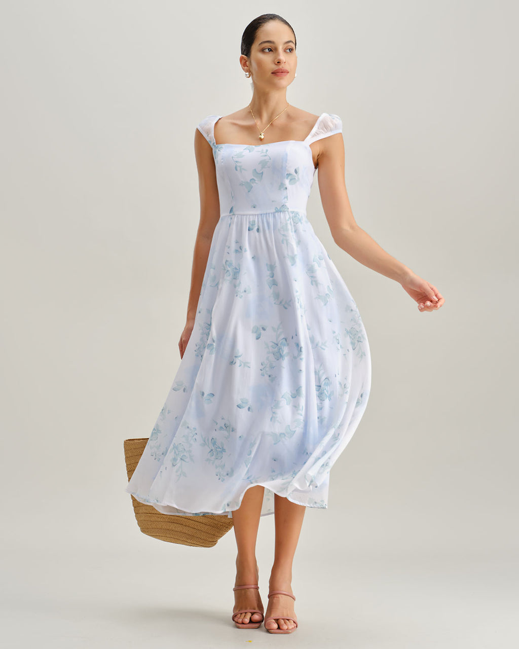 Women's Woven Polyester Midi Dress Dresses - RIHOAS
