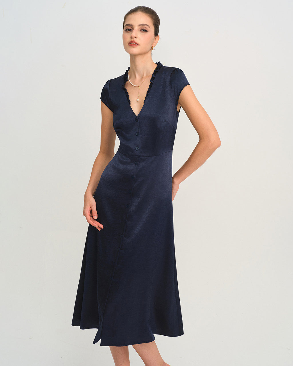 Women's Woven Polyester Midi Dress Dresses - RIHOAS