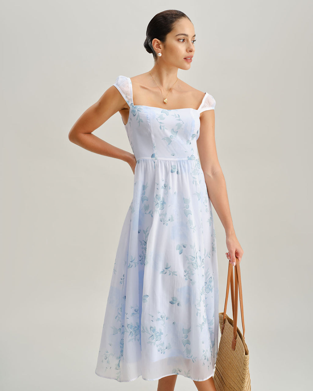 Women's Woven Polyester Midi Dress Dresses - RIHOAS