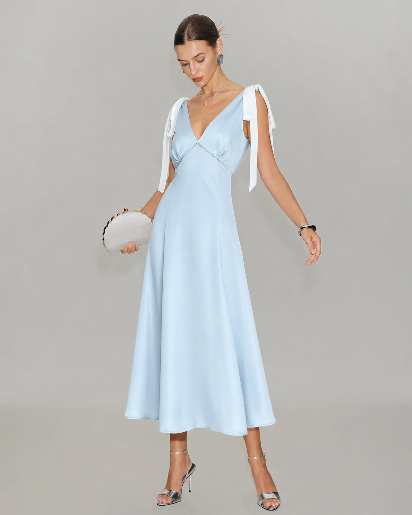 Women's Woven Polyester Midi Dress Dresses - RIHOAS
