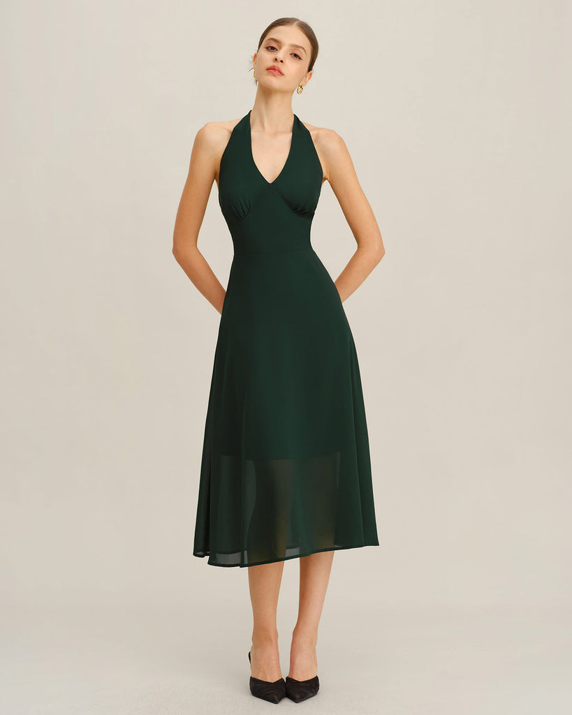 Women's Woven Polyester Midi Dress Dresses - RIHOAS