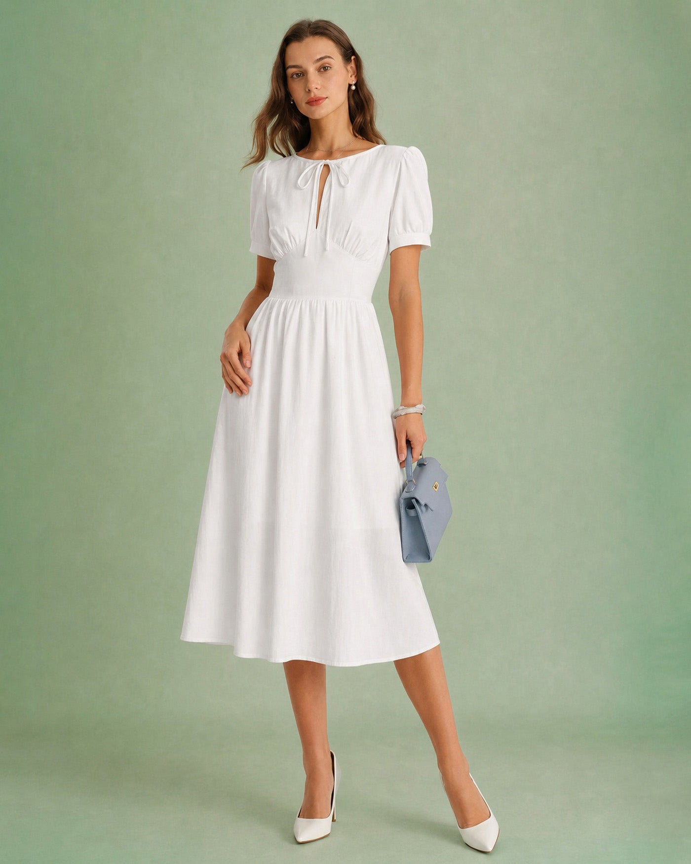Women's Woven Polyester Midi Dress Dresses - RIHOAS