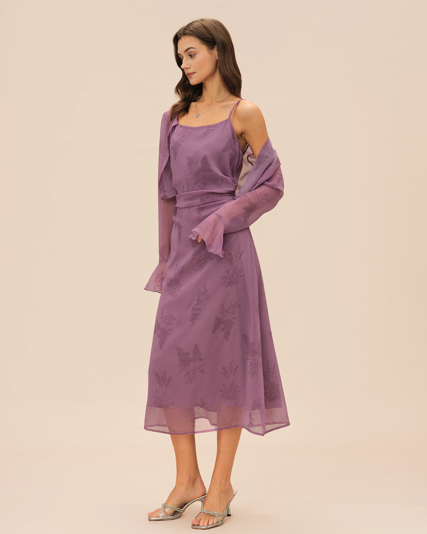 Purple Floral Ruched Slip Midi Dress & Reviews - Purple - Dresses | RIHOAS Purple Floral Ruched Slip Midi Dress & Reviews - Purple - Dresses | RIHOAS