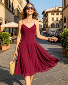 Women's Woven Polyester Midi Dress Dresses - RIHOAS