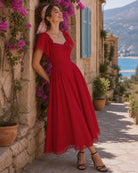 Women's Woven Polyester Midi Dress Dresses - RIHOAS
