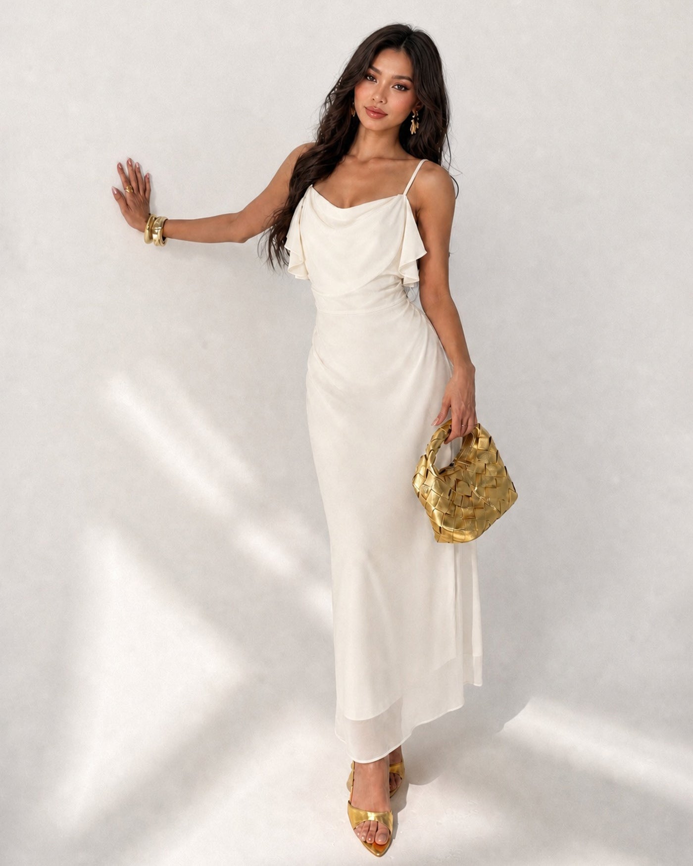 Women's Woven Polyester Midi Dress Dresses - RIHOAS