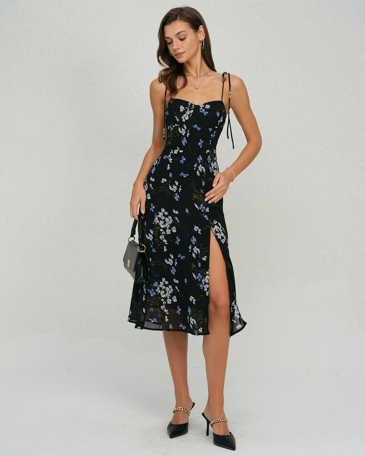 Women's Woven Polyester Midi Dress Dresses - RIHOAS