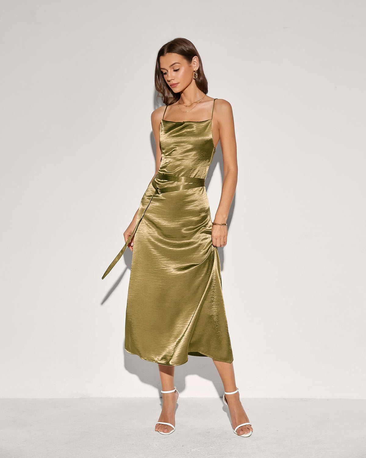 Women's Woven Polyester Midi Dress Dresses - RIHOAS