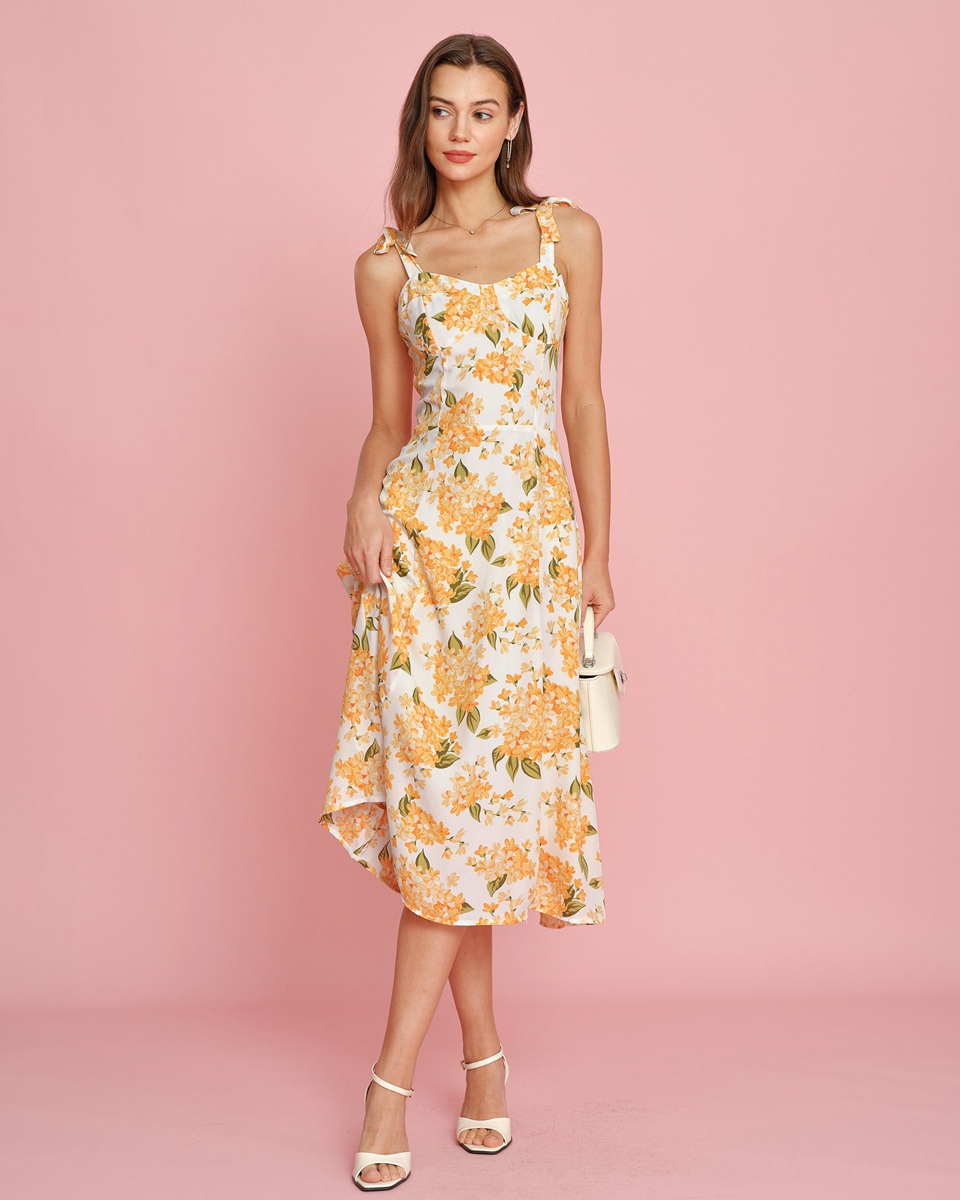 Rihoas Floral Tie Strap Midi Slip Dress Rihoas Floral Tie Strap Midi Slip Dress