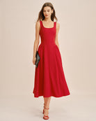 Women's Woven Polyester Midi Dress Dresses - RIHOAS