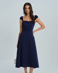 Women's Woven Polyester Midi Dress Dresses - RIHOAS