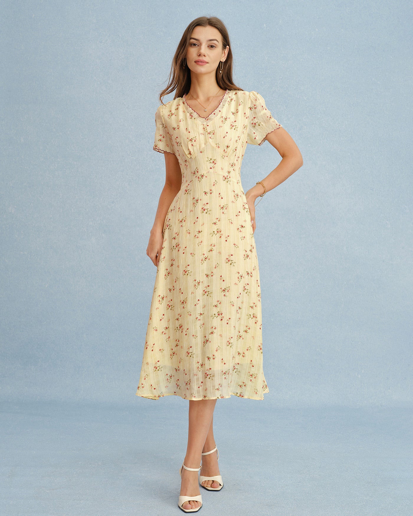 Women's Woven Polyester Midi Dress Dresses - RIHOAS