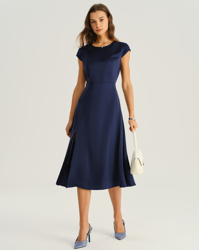 Women's Woven Polyester Midi Dress Dresses - RIHOAS