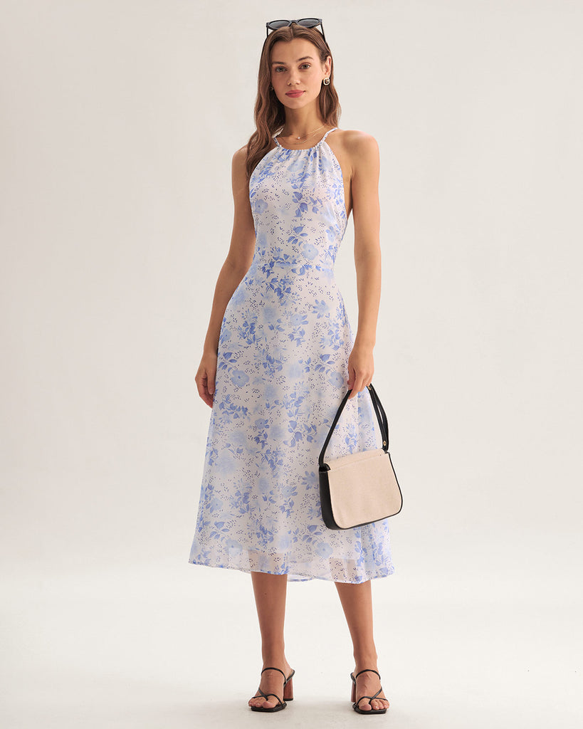 Women's Woven Polyester Midi Dress Dresses - RIHOAS