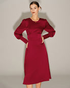 Women's Woven Polyester Midi Dress Dresses - RIHOAS