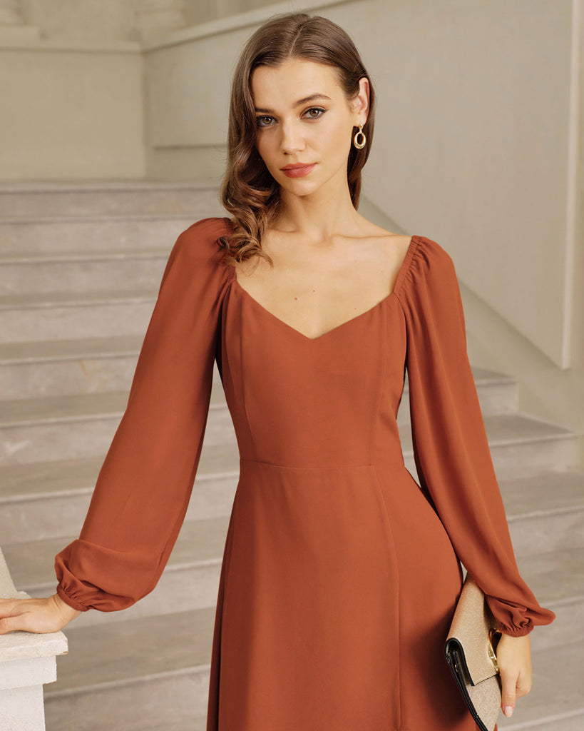 Women's Woven Polyester Midi Dress Dresses - RIHOAS