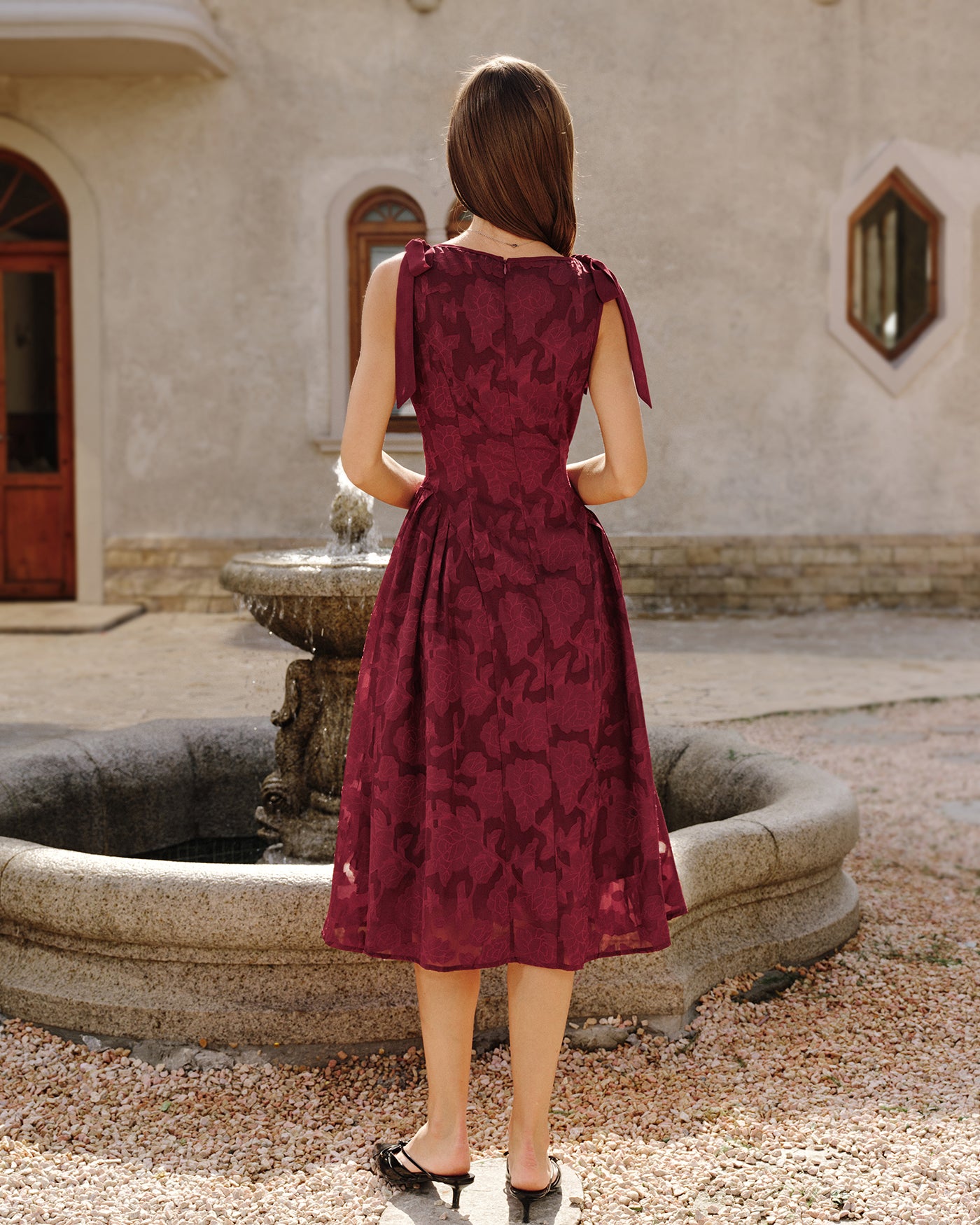 Women's Woven Polyester Midi Dress Dresses - RIHOAS