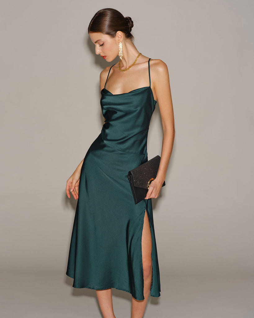 Women's Woven Polyester Midi Dress Dresses - RIHOAS